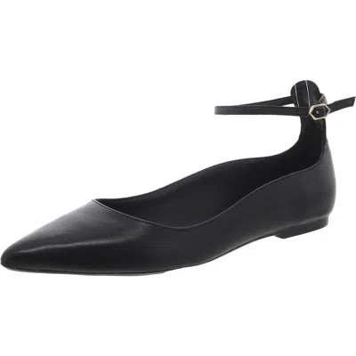 Arezzo Madison Womens Leather Pointed Toe Ballet Flats In Black