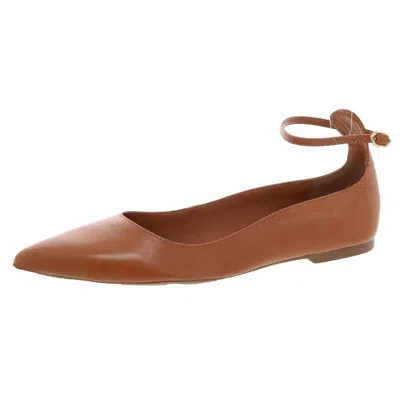 Arezzo Madison Womens Leather Pointed Toe Ballet Flats In Brown