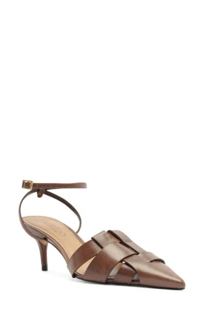 Arezzo Marissa Ankle Strap Pointed Toe Pump In Brown