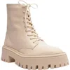 Arezzo Maya Womens Pull On Lug Sole Combat & Lace-up Boots In Beige