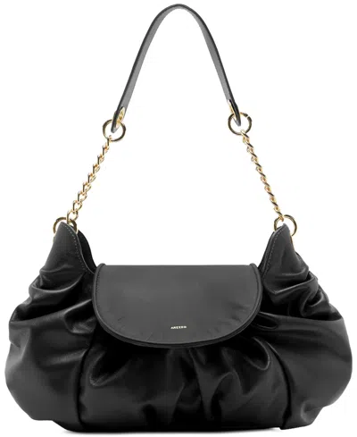 Arezzo Molly Medium Leather Shoulder Handbag In Black