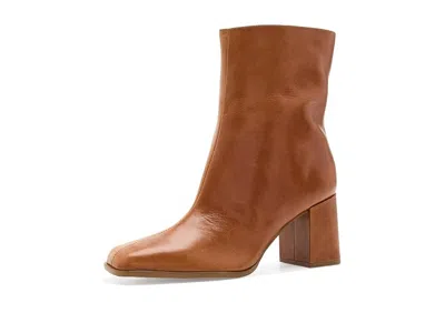 Arezzo Nancy Mid Block Bootie Women's Boots Soul Natural: 8.5 M, Leather In Brown