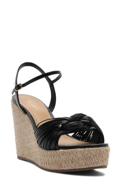Arezzo Platform Wedge Sandal In Black