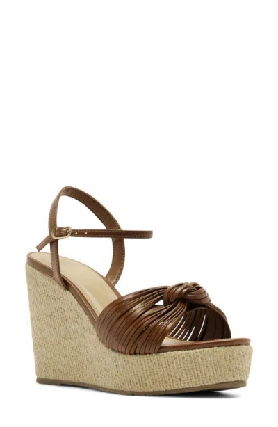 Arezzo Platform Wedge Sandal In Brown
