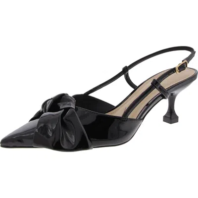 Arezzo Raquel Low Womens Patent Bow Slingback Heels In Black