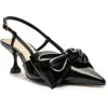 Arezzo Raquel Low Womens Patent Bow Slingback Heels In Black