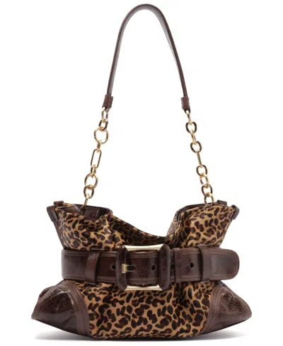 Arezzo Riley Small Leather Patterned Shoulder Handbag In Natural,new Cocoa