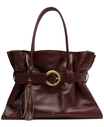 Arezzo Rivera Large Leather Shopping Bag In Burgundy