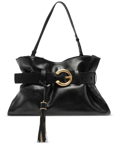 Arezzo Rivera Medium Leather Clutch In Black