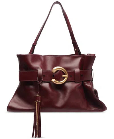 Arezzo Rivera Medium Leather Clutch In Burgundy
