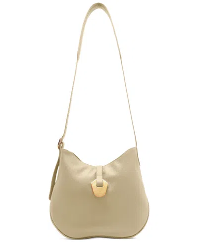 Arezzo Sabrina Small Leather Snap Button Crossbody Handbag In Brown