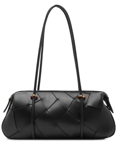 Arezzo Sarah Large Leather Shoulder Handbag In Black