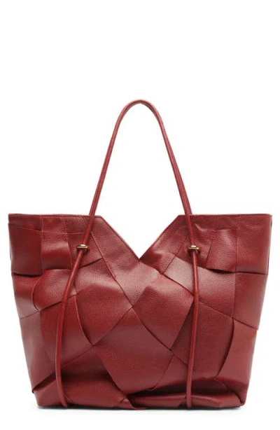 Arezzo Sarah Large Leather Tote In Burgundy