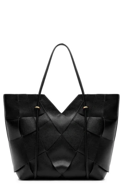 Arezzo Sarah Large Leather Tote In Black