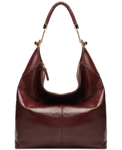Arezzo Sloane Large Leather Hobo In Burgundy