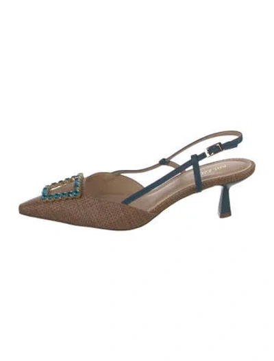 Pre-owned Arezzo Straw Patterned Pumps In Blue