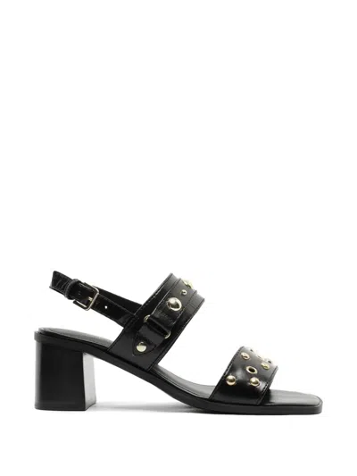 Arezzo Stud-embellished Leather Sandals In Black