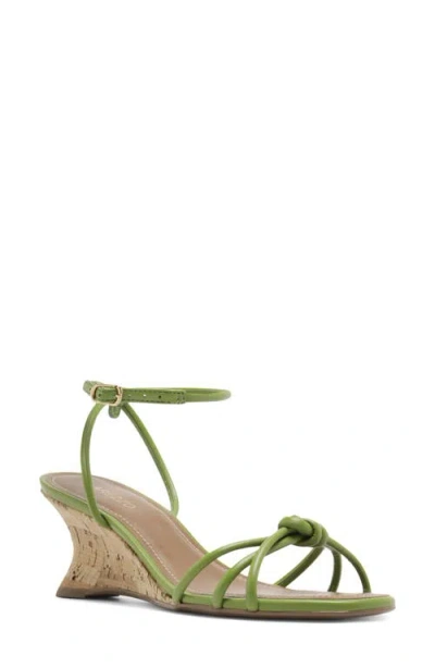 Arezzo Thara Ankle Strap Wedge Sandal In Green