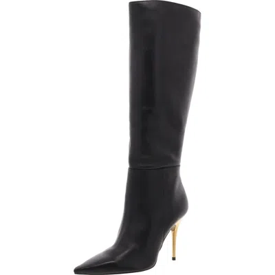 Arezzo The Campaign Womens Zipper Leather Knee-high Boots In Black