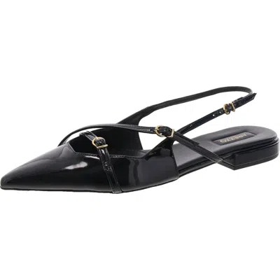 Arezzo Tiffany Womens Patent Strappy Ballet Flats In Black