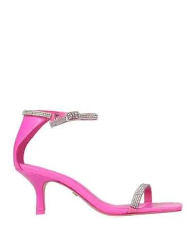 Arezzo Woman Sandals Fuchsia Size 7 Soft Leather In Pink