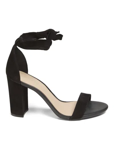 Arezzo Women's Ankle-wrap Suede Block Heel Sandals In Black