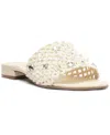 Arezzo Briella Crystal Embellished Slide Sandal In Natural