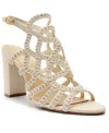 AREZZO WOMEN'S BRITTANY EMBROIDERED HIGH BLOCK HEEL SANDALS