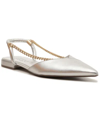 Arezzo Women's Charli Elastic Closure Ballet Flats In Silver