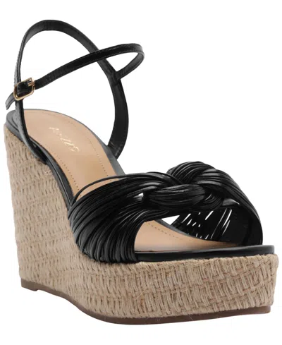 Arezzo Women's Charlotte Round Toe Wedge Sandals In Black