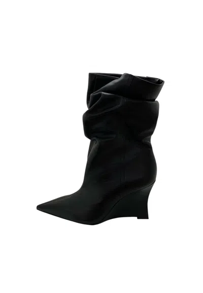 Arezzo Women's Curled Boot  With Wedge H 8cm In Black