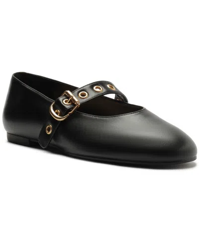 Arezzo Fechado Womens Flats Round Toe Mary Janes In Black