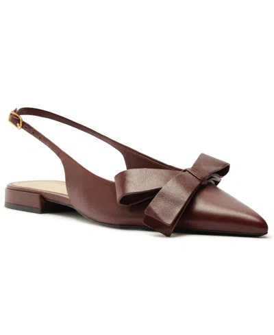 Arezzo Eliza Womens Leather Buckle Ballet Flats In Fresh Ruby