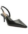 Arezzo Couros Womens Comfort Insole Leather Slingback Heels In Black