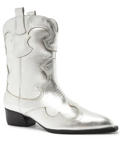 Arezzo Women's Giovanna Low Block Cowboy Booties In Silver