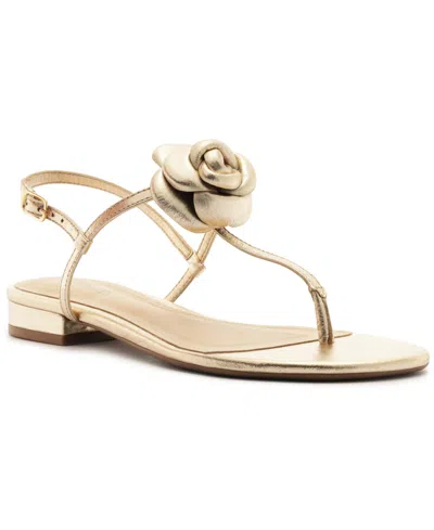 Arezzo Women's Ivory Flat Sandals In Gold Metallic