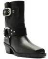 Arezzo Kaia Womens Leather Buckle Motorcycle Boots In Black