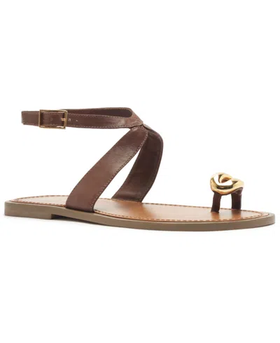 Arezzo Women's Kendall Round Toe Flat Sandals In Hot Brandy