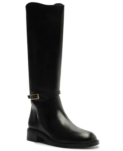 Arezzo Bota Salto Baixo Womens Buckle Manmade Knee-high Boots In Black
