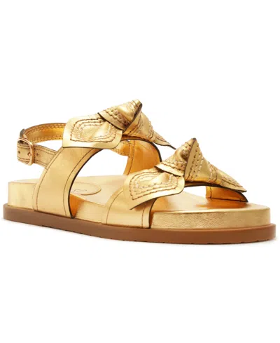 Arezzo Womens Leather Metallic Slingback Sandals In Gold