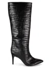 Arezzo Women's Miranda 85mm Croc-embossed Knee-high Boots In Black
