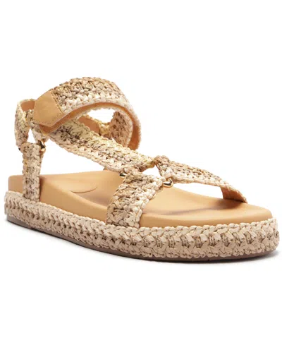 Arezzo Mya Womens Woven Round Toe Flatform Sandals In Natural Multi