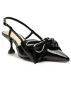 Arezzo Raquel Low Womens Patent Bow Slingback Heels In Black