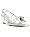 Arezzo Raquel Low Womens Patent Bow Slingback Heels In Silver