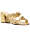 Arezzo Remy Block Heel Sandal In Gold