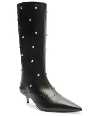 Arezzo Women's The Campaign Low Stiletto Calf Leather Boots In Black