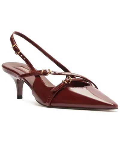 Arezzo Tiffany Mid Stiletto Pump Womens Pointed Toe Stiletto Slingback Heels In Fresh Ruby