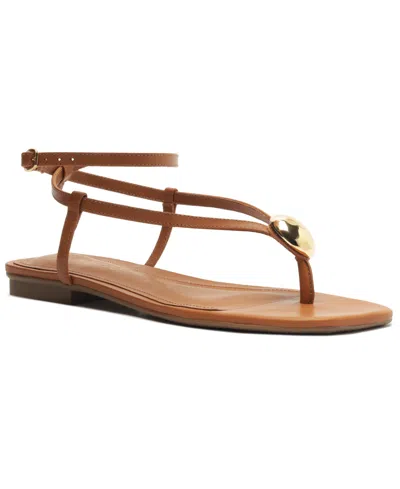 Arezzo Women's Zuri Square Toe Flat Sandals In Jungle Nut