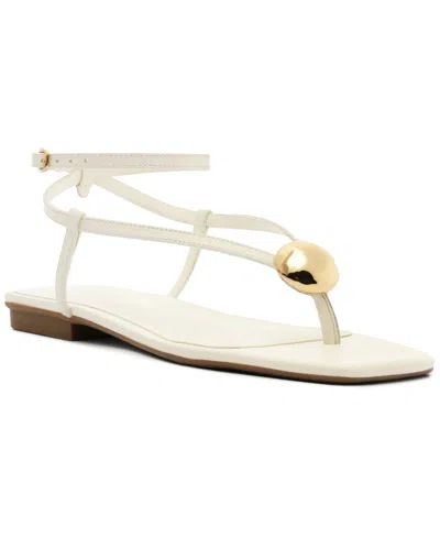 Arezzo Women's Zuri Square Toe Flat Sandals In White
