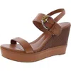 Arezzo Womens Buckle Leather Wedge Heels In Brown